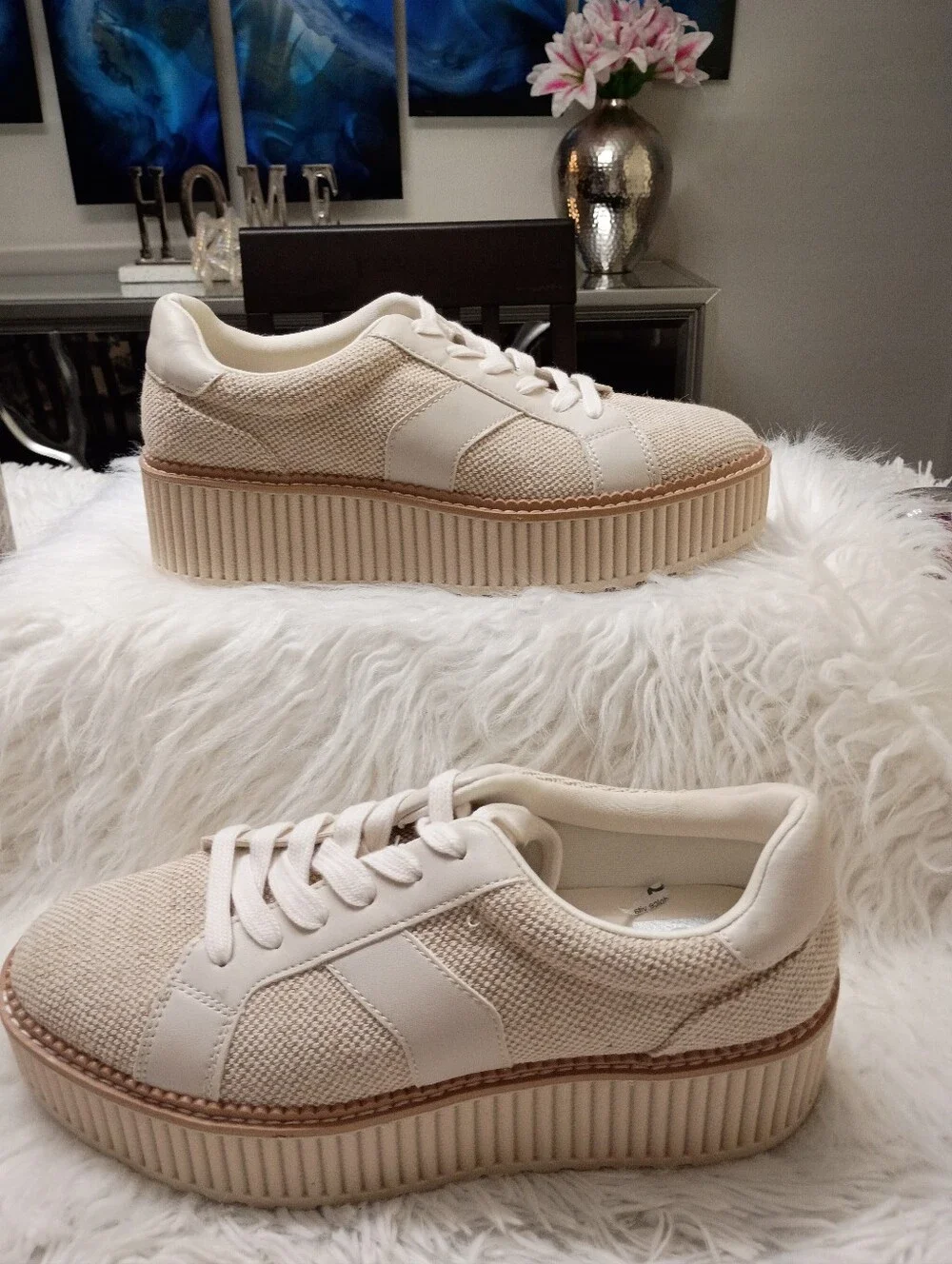 New Dolce Vita Cream Platform Sneakers Size 9.5